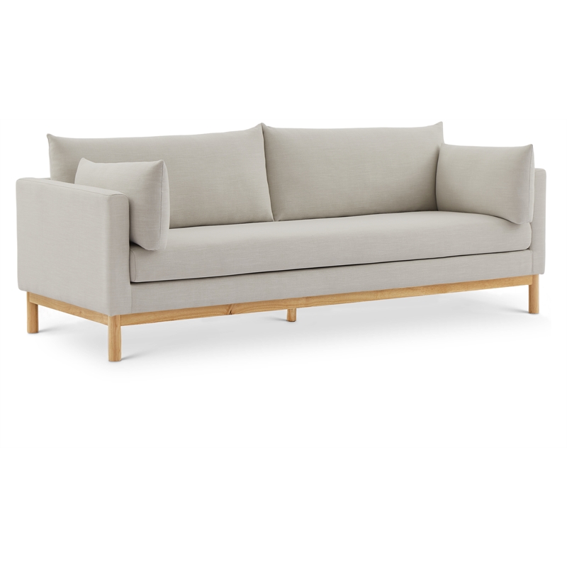 Bowery Hill Mid-Century Modern Beige Linen Textured Fabric Sofa