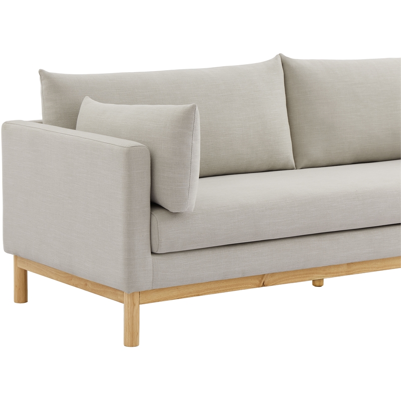 Bowery Hill Mid-Century Modern Beige Linen Textured Fabric Sofa