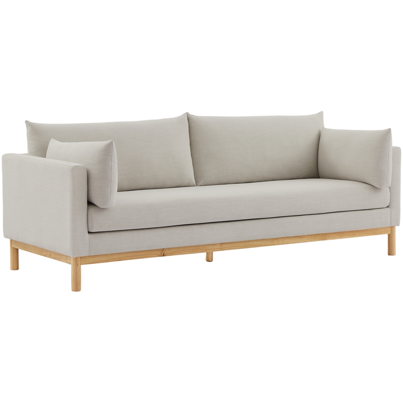 Bowery Hill Mid-Century Modern Beige Linen Textured Fabric Sofa
