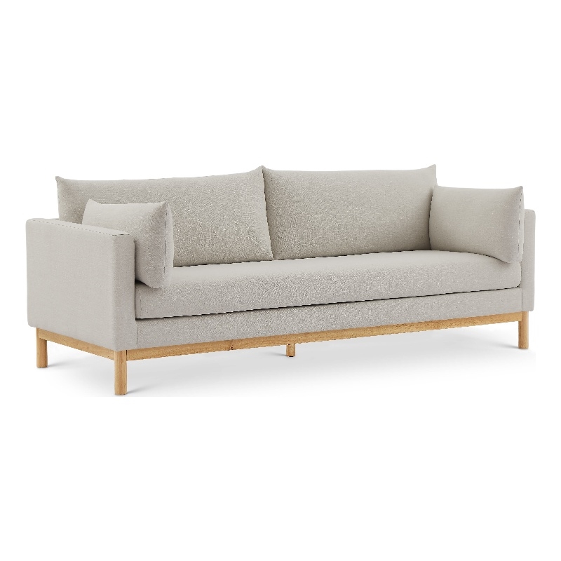 Bowery Hill Mid-Century Modern Beige Linen Textured Fabric Sofa