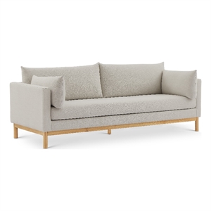 Bowery Hill Mid-Century Modern Beige Linen Textured Fabric Sofa