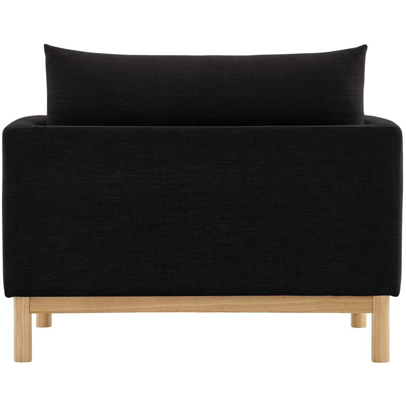 Bowery Hill Mid-Century Modern Black Linen Textured Fabric Chair