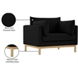 Bowery Hill Mid-Century Modern Black Linen Textured Fabric Chair