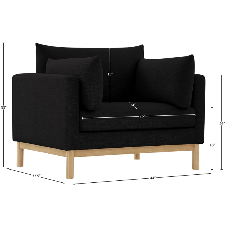 Bowery Hill Mid-Century Modern Black Linen Textured Fabric Chair