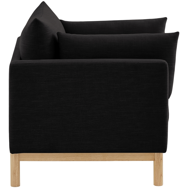 Bowery Hill Mid-Century Modern Black Linen Textured Fabric Chair