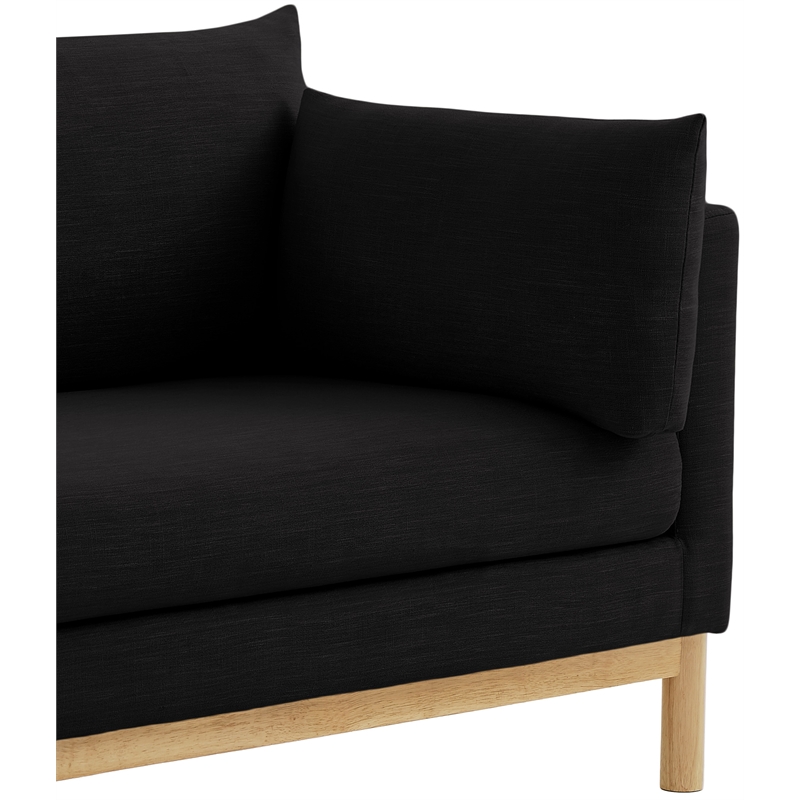 Bowery Hill Mid-Century Modern Black Linen Textured Fabric Chair