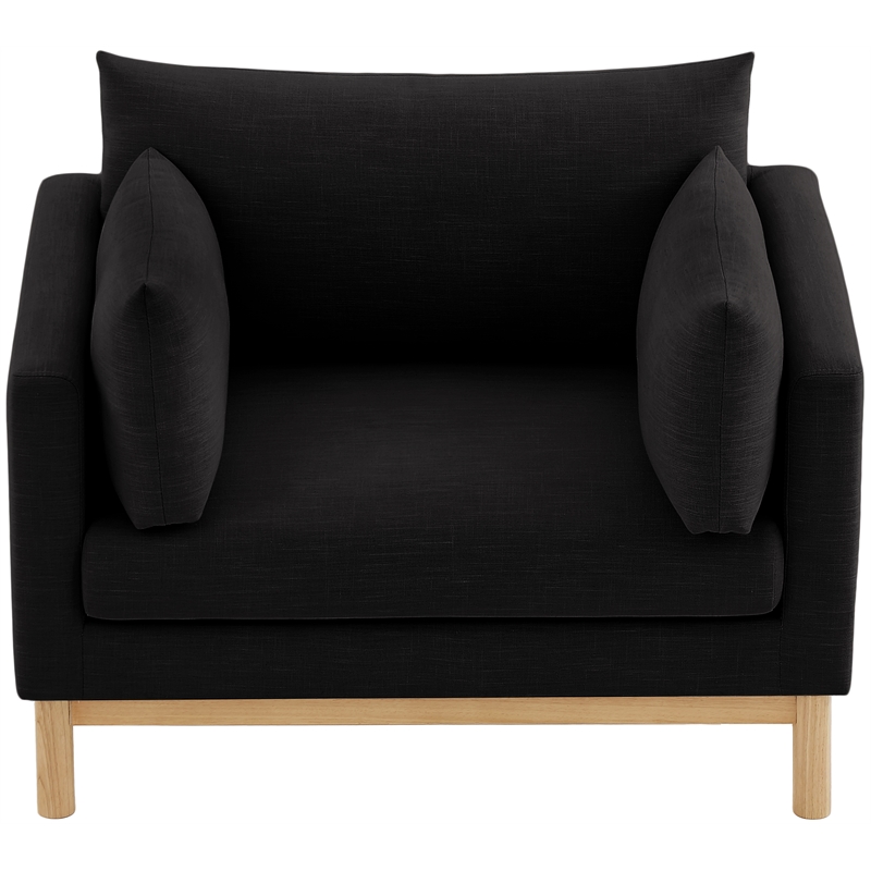 Bowery Hill Mid-Century Modern Black Linen Textured Fabric Chair