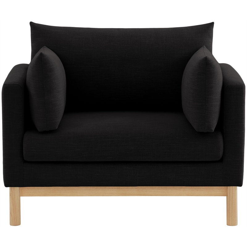 Bowery Hill Mid-Century Modern Black Linen Textured Fabric Chair