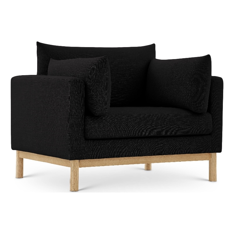 Bowery Hill Mid-Century Modern Black Linen Textured Fabric Chair