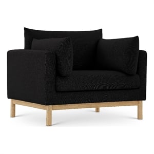 Bowery Hill Mid-Century Modern Black Linen Textured Fabric Chair