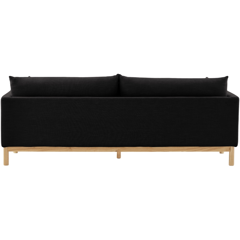 Bowery Hill Mid-Century Modern Black Linen Textured Fabric Sofa
