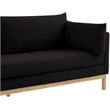 Bowery Hill Mid-Century Modern Black Linen Textured Fabric Sofa