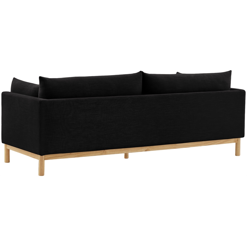 Bowery Hill Mid-Century Modern Black Linen Textured Fabric Sofa