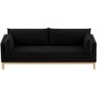 Bowery Hill Mid-Century Modern Black Linen Textured Fabric Sofa