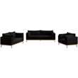 Bowery Hill Mid-Century Modern Black Linen Textured Fabric Sofa