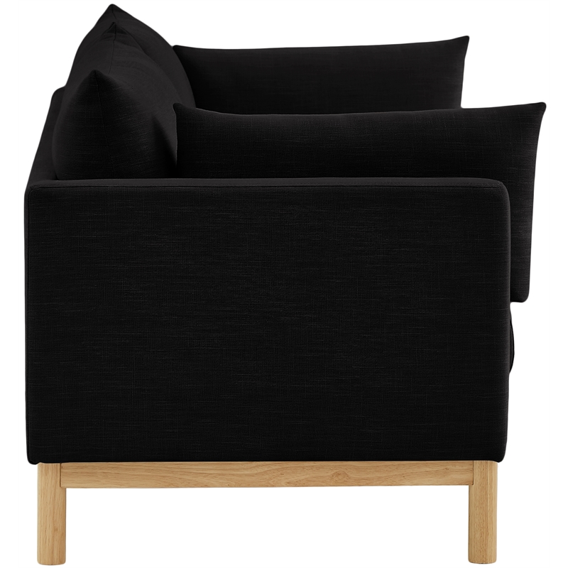 Bowery Hill Mid-Century Modern Black Linen Textured Fabric Sofa