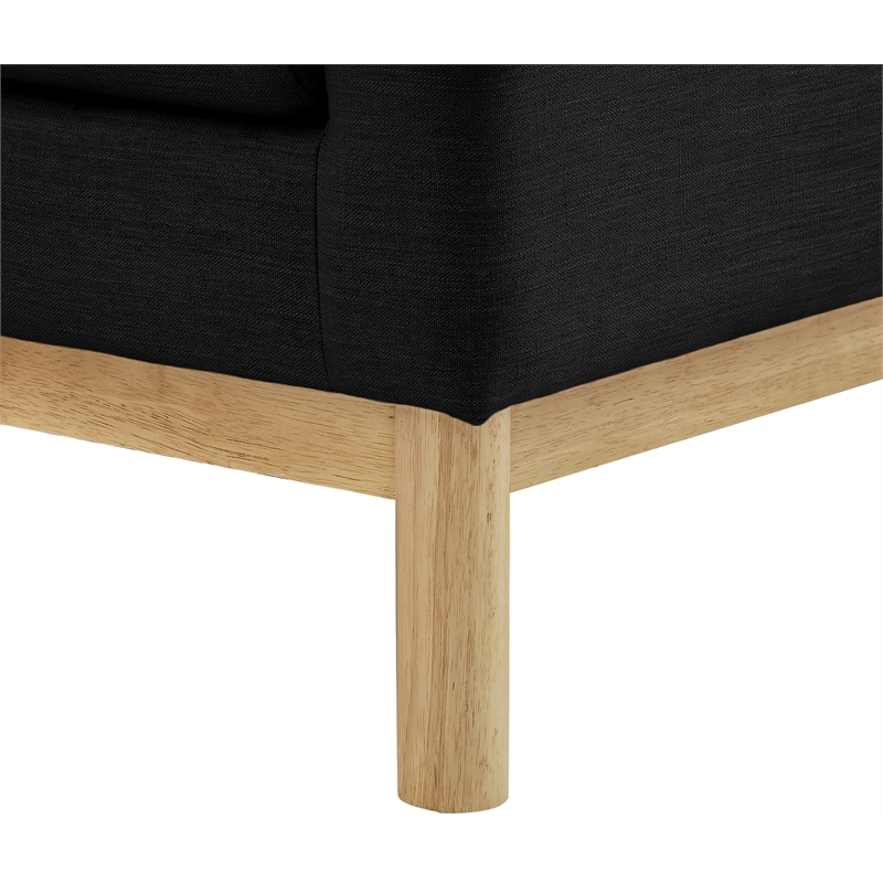 Bowery Hill Mid-Century Modern Black Linen Textured Fabric Sofa