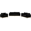 Bowery Hill Mid-Century Modern Black Linen Textured Fabric Sofa