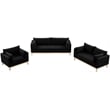 Bowery Hill Mid-Century Modern Black Linen Textured Fabric Sofa