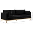 Bowery Hill Mid-Century Modern Black Linen Textured Fabric Sofa