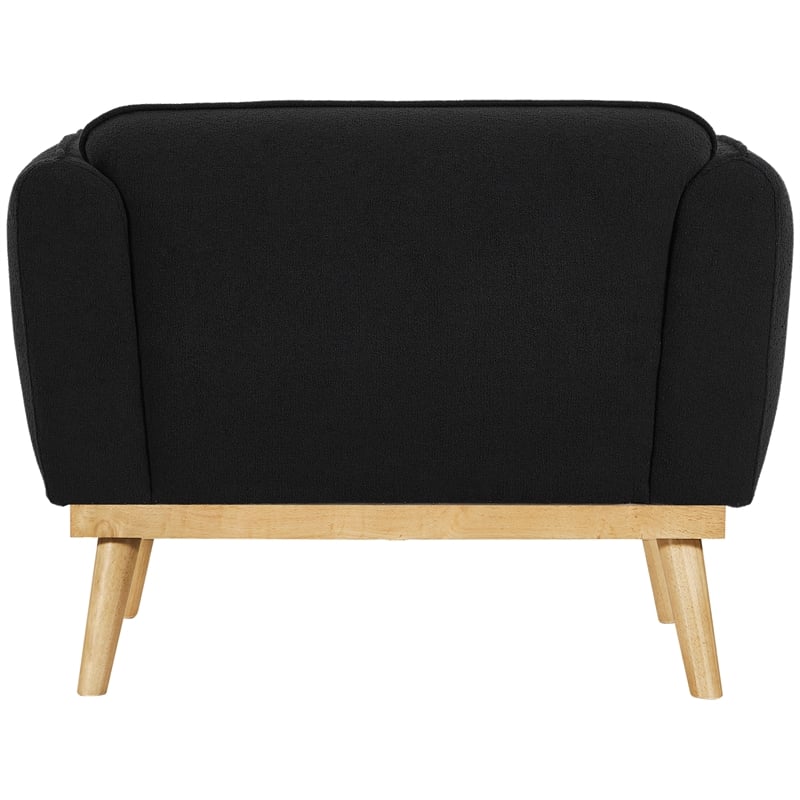 Bowery Hill Mid-Century Modern Rich Black Boucle Fabric Chair