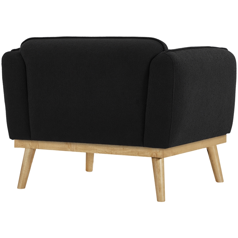 Bowery Hill Mid-Century Modern Rich Black Boucle Fabric Chair