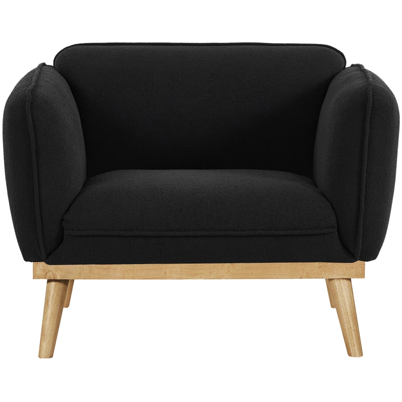 Bowery Hill Mid-Century Modern Rich Black Boucle Fabric Chair