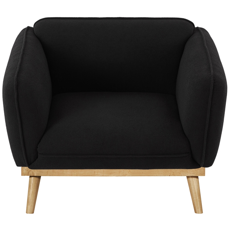 Bowery Hill Mid-Century Modern Rich Black Boucle Fabric Chair