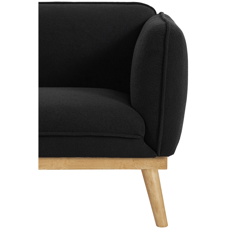 Bowery Hill Mid-Century Modern Rich Black Boucle Fabric Chair