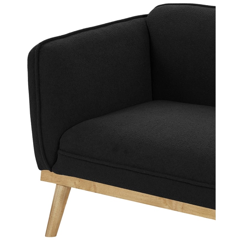 Bowery Hill Mid-Century Modern Rich Black Boucle Fabric Chair
