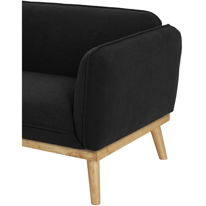 Bowery Hill Mid-Century Modern Rich Black Boucle Fabric Chair