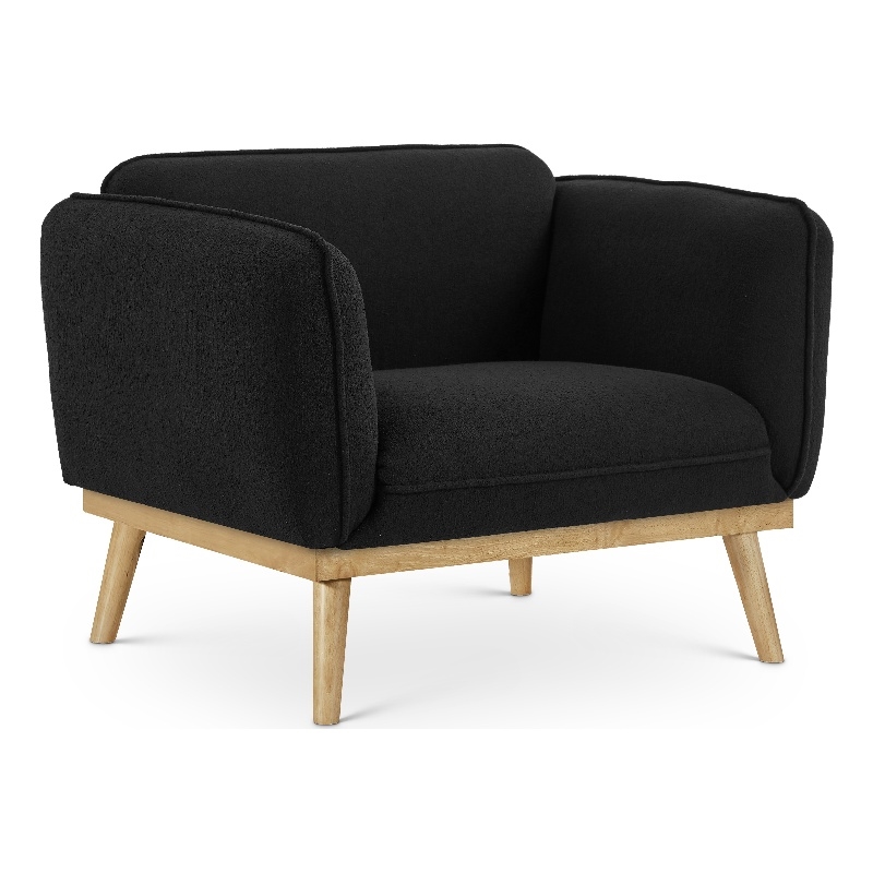 Bowery Hill Mid-Century Modern Rich Black Boucle Fabric Chair