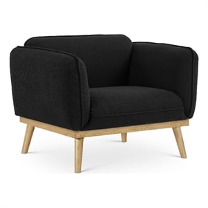 Bowery Hill Mid-Century Modern Rich Black Boucle Fabric Chair