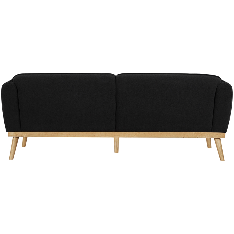 Bowery Hill Mid-Century Modern Rich Black Boucle Fabric Sofa