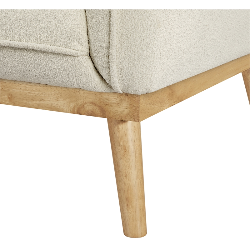 Bowery Hill Mid-Century Modern Rich Cream Boucle Fabric Chair