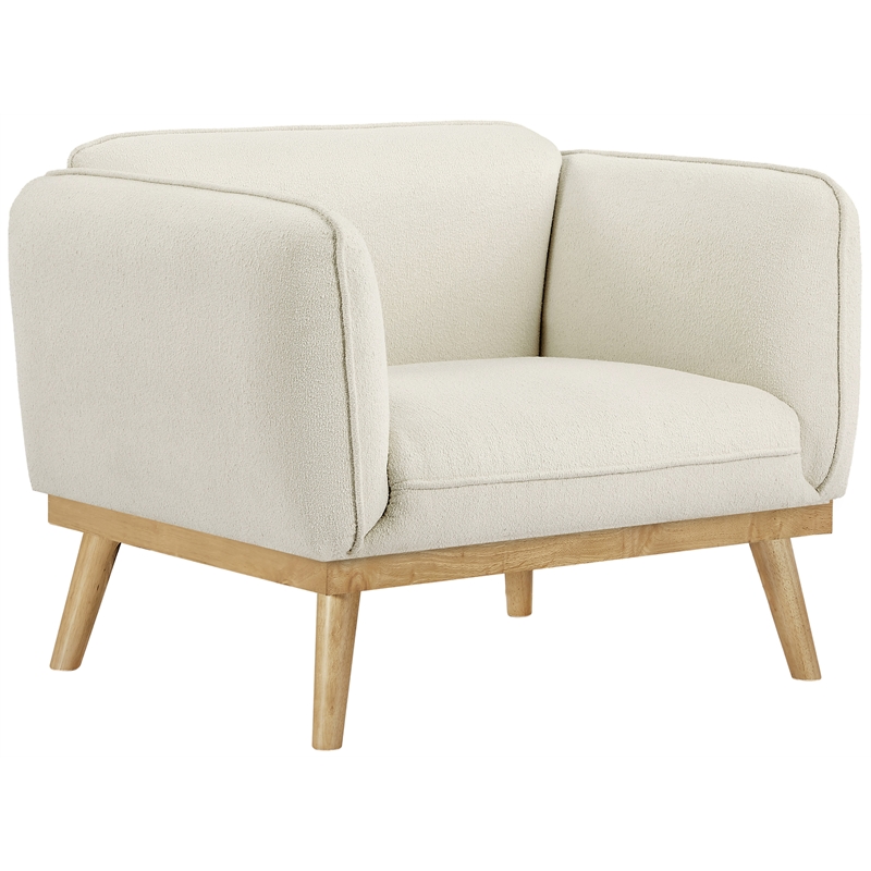 Bowery Hill Mid-Century Modern Rich Cream Boucle Fabric Chair