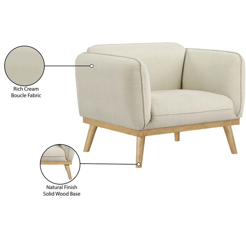 Bowery Hill Mid-Century Modern Rich Cream Boucle Fabric Chair