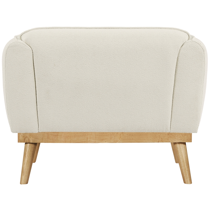 Bowery Hill Mid-Century Modern Rich Cream Boucle Fabric Chair