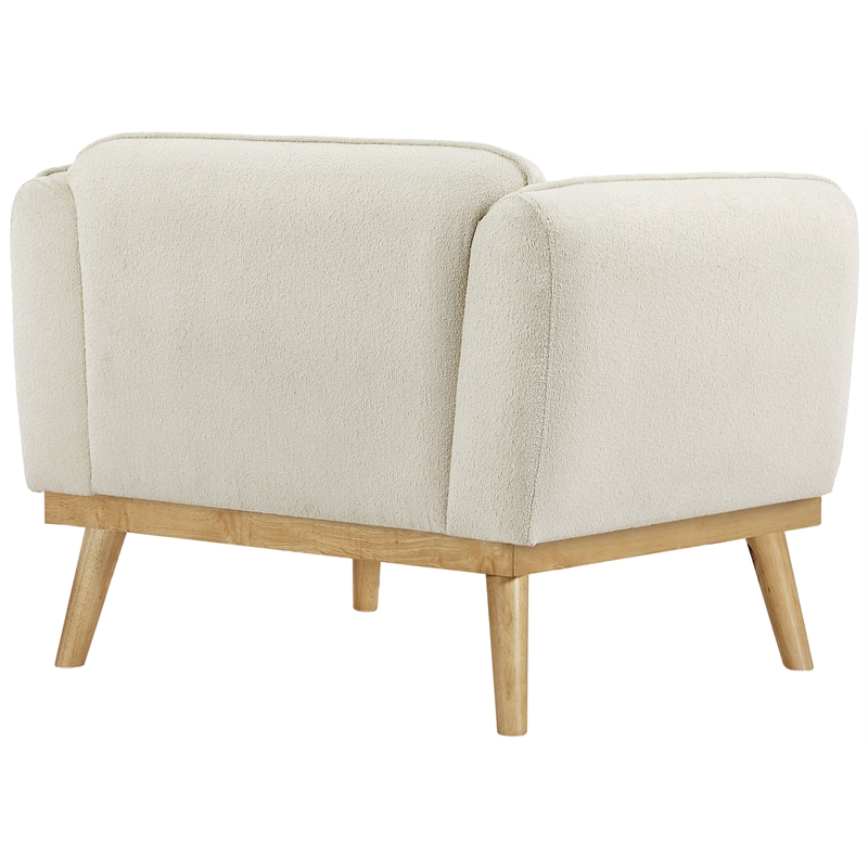 Bowery Hill Mid-Century Modern Rich Cream Boucle Fabric Chair