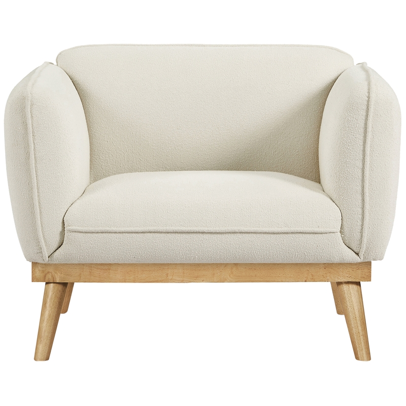 Bowery Hill Mid-Century Modern Rich Cream Boucle Fabric Chair