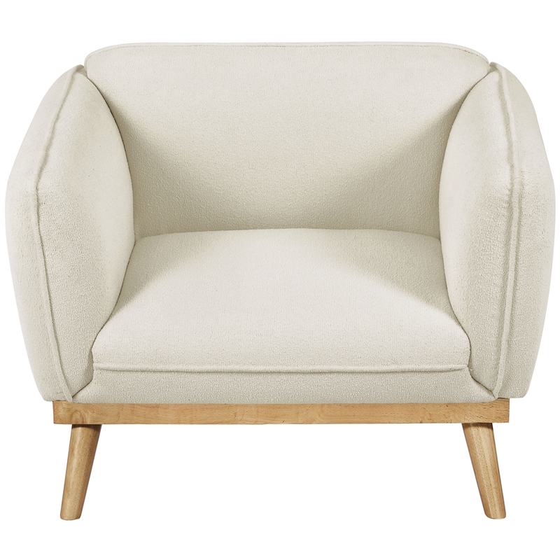 Bowery Hill Mid-Century Modern Rich Cream Boucle Fabric Chair