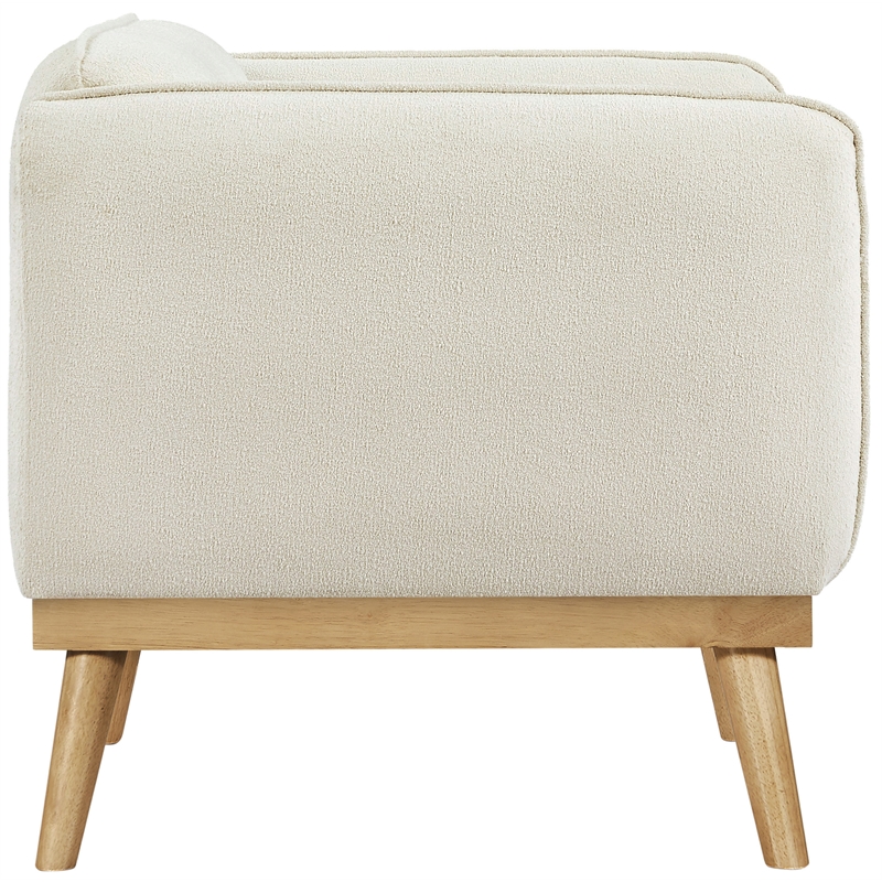 Bowery Hill Mid-Century Modern Rich Cream Boucle Fabric Chair