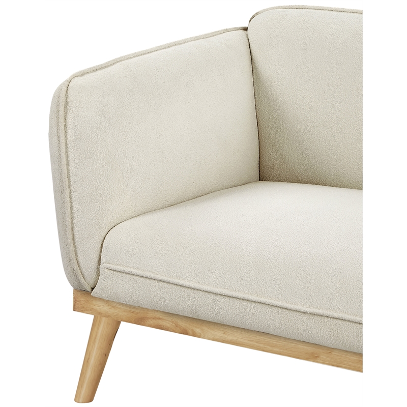 Bowery Hill Mid-Century Modern Rich Cream Boucle Fabric Chair