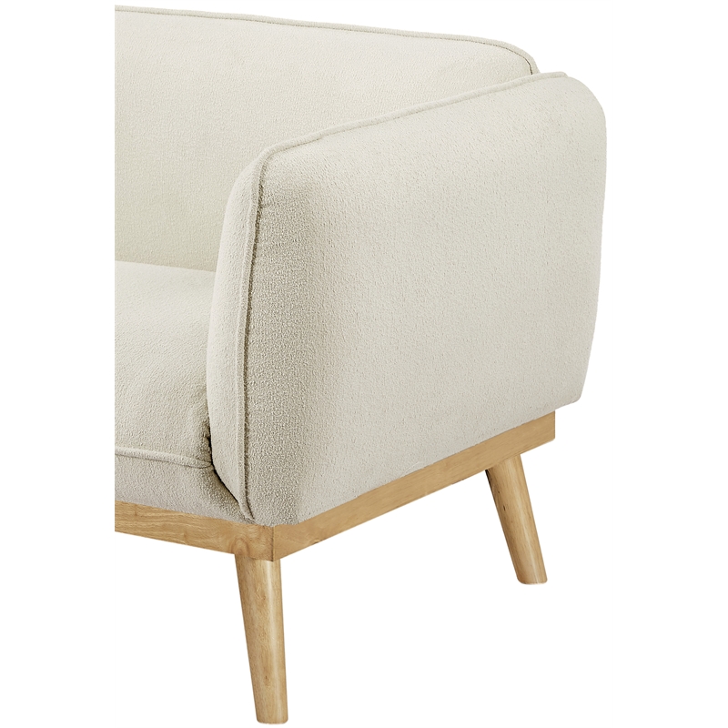 Bowery Hill Mid-Century Modern Rich Cream Boucle Fabric Chair