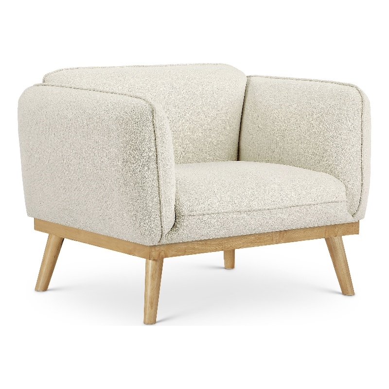 Bowery Hill Mid-Century Modern Rich Cream Boucle Fabric Chair