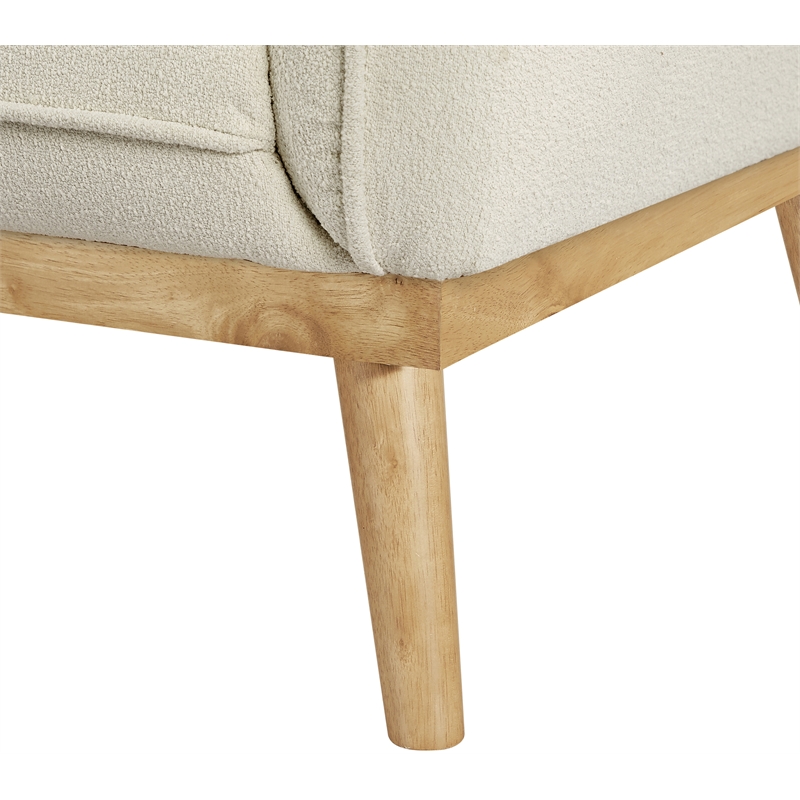 Bowery Hill Mid-Century Modern Rich Cream Boucle Fabric Sofa