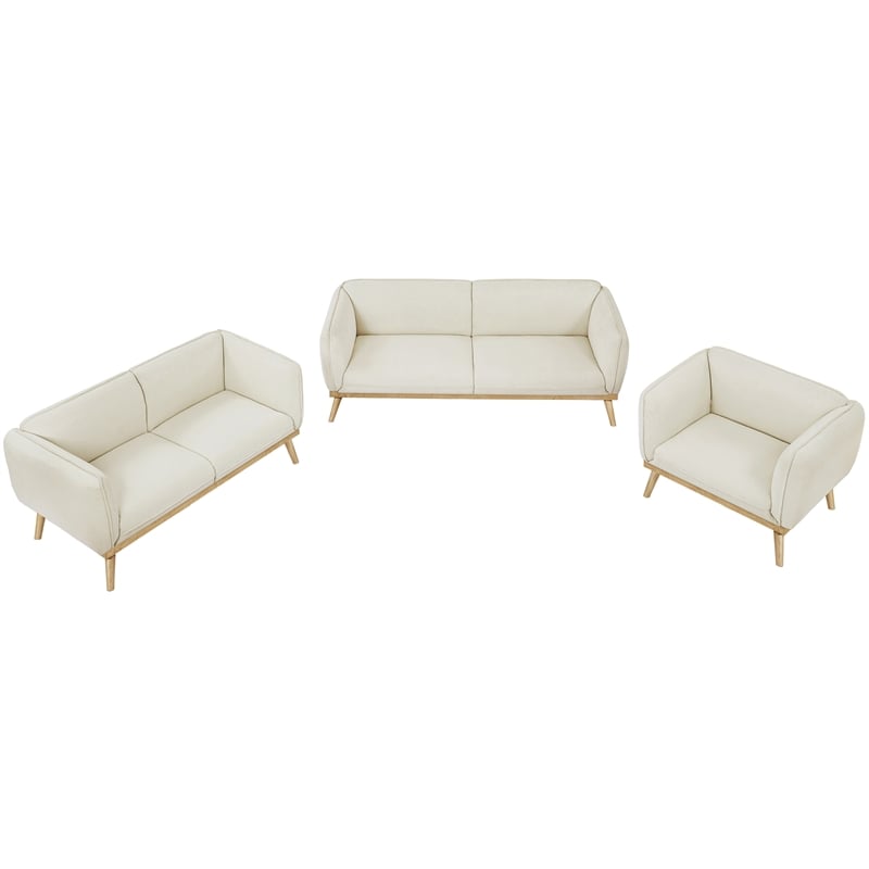 Bowery Hill Mid-Century Modern Rich Cream Boucle Fabric Sofa