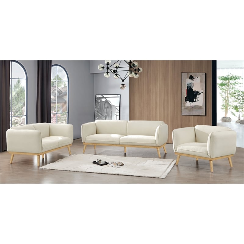 Bowery Hill Mid-Century Modern Rich Cream Boucle Fabric Sofa