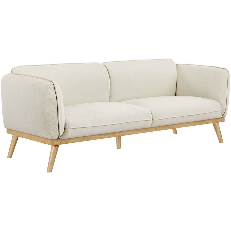Bowery Hill Mid-Century Modern Rich Cream Boucle Fabric Sofa
