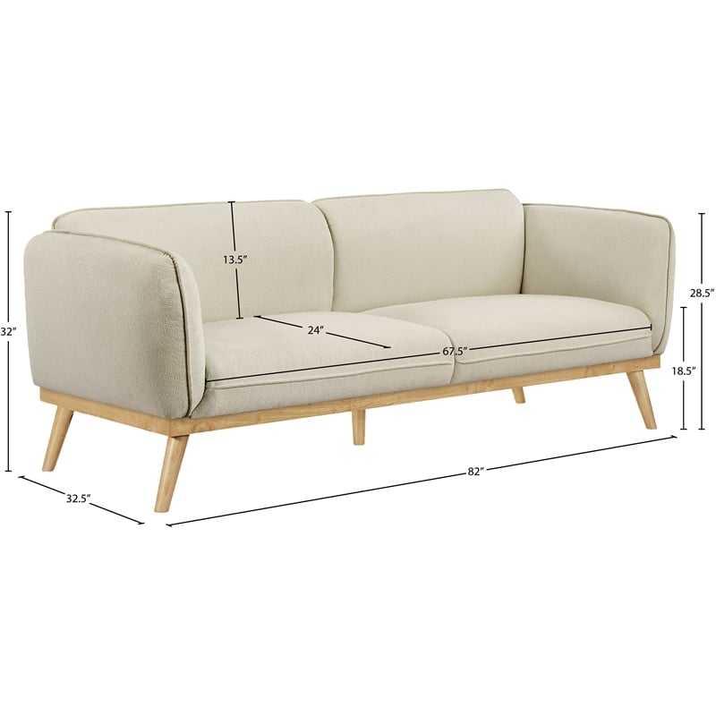 Bowery Hill Mid-Century Modern Rich Cream Boucle Fabric Sofa